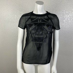 H&M Women's Tank Top Mesh Semi See Through Abstrac